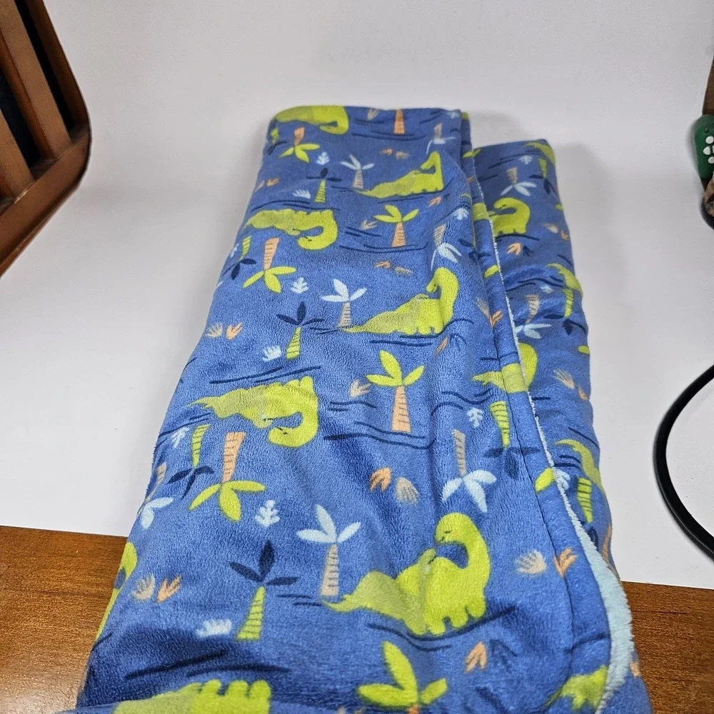 Parent's Choice Dinosaurs Baby Blanket Blue Green Orange Palm Trees Footprints